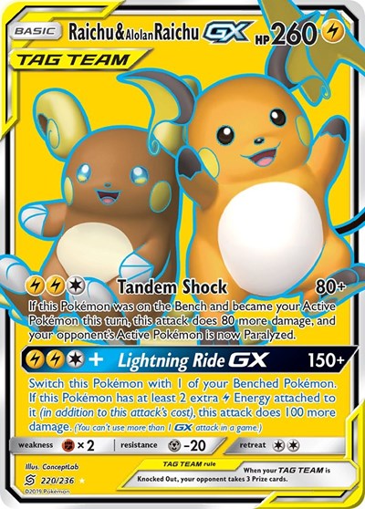 Raichu & Alolan Raichu GX (Full Art) - SM - Unified Minds
