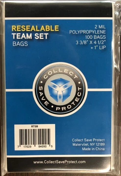 100 Count Pack Collect Save Protect CSP Resealable Team Set Bags