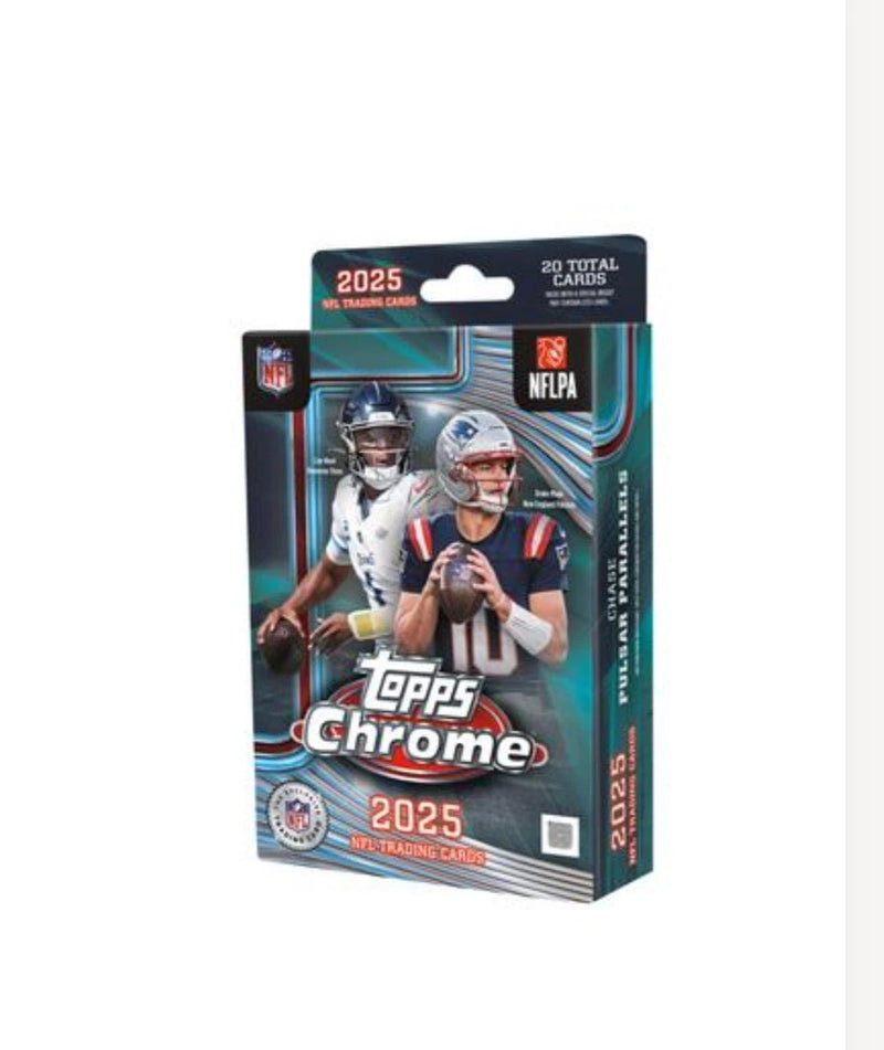 2025 Topps NFL Chrome Football Trading Card Hanger Box