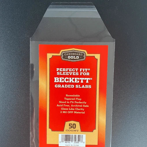 Cardboard Gold Perfect Fit Resealable Sleeves for Beckett BGS Slabs Pack of 50