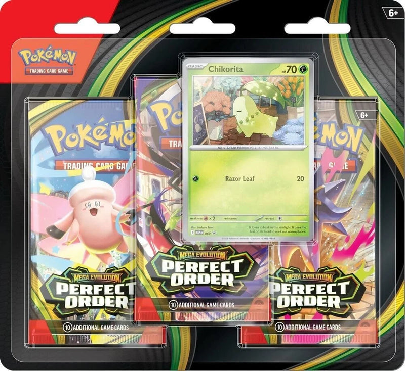 3-Pack Blister (Chikorita) Perfect Order ME03 Pokemon TCG