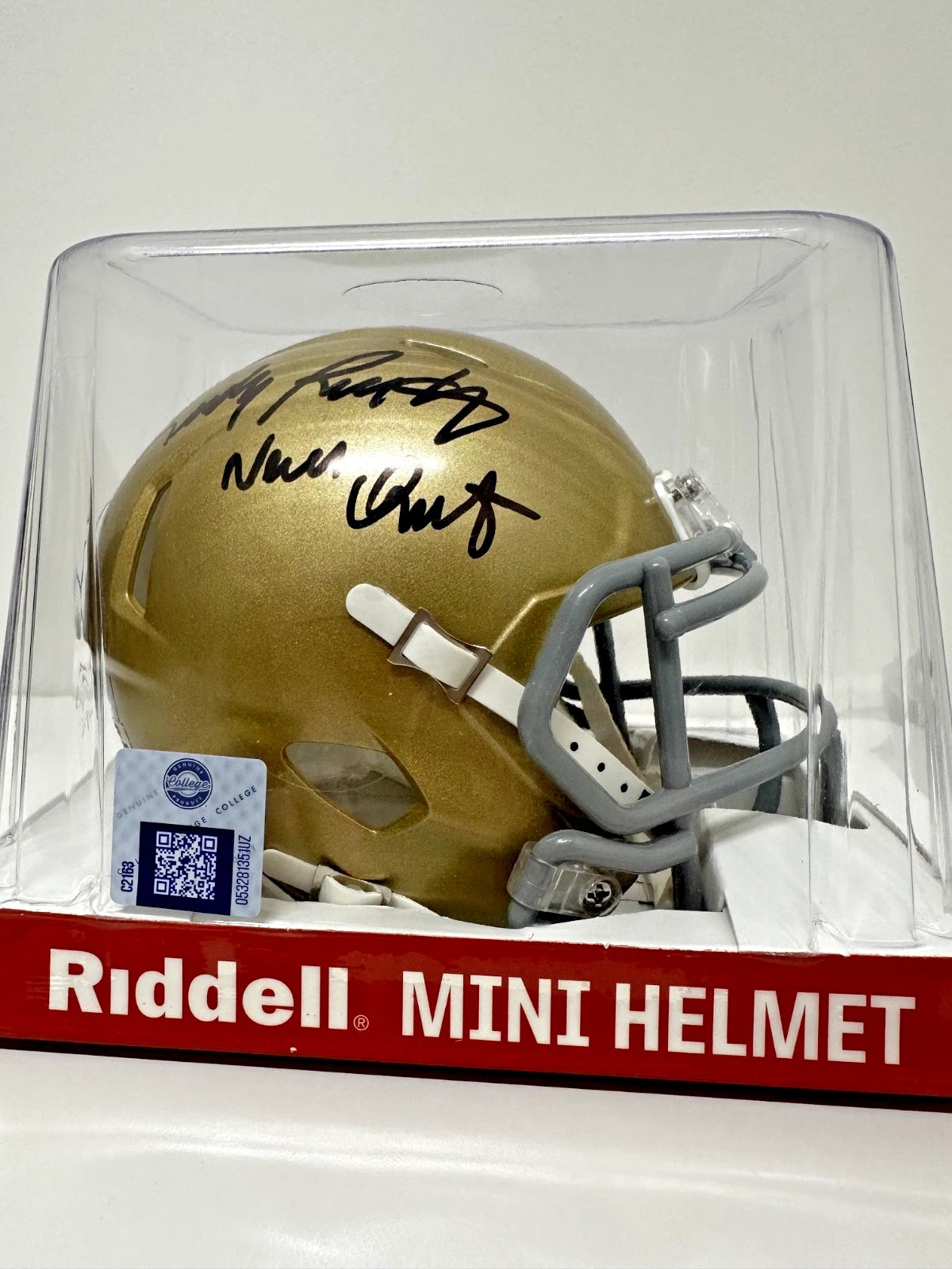 Rudy Ruettiger Notre Dame Fighting Irish Signed Mini Helmet w/Never Quit