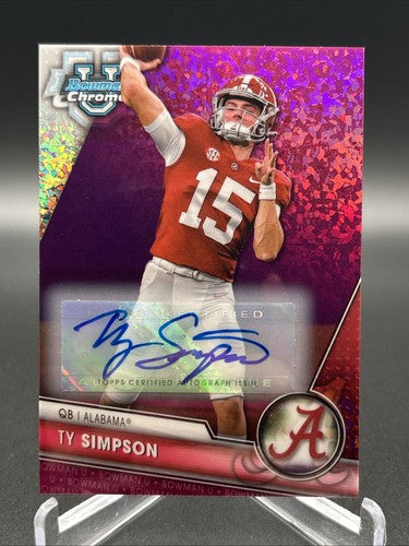 TY SIMPSON 2023 Bowman U Chrome Auto - Fuchsia Mini Diamond Refractor /150