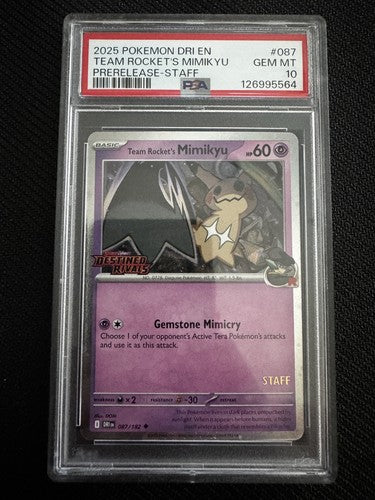Team Rocket's Mimikyu Prerelease Staff Promo PSA 10